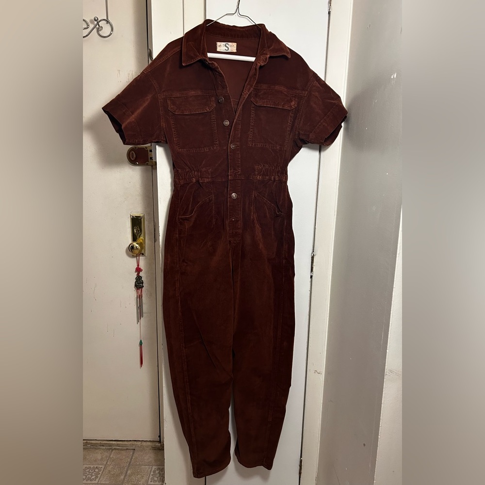 Free People Brown Corduroy Jumpsuit. Size small
